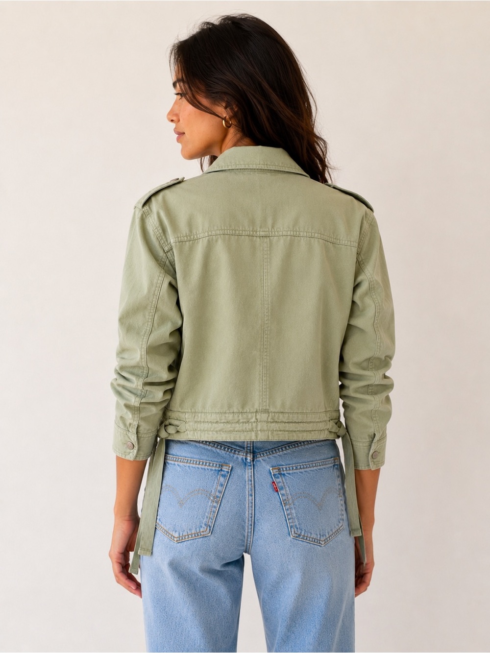 NWT BLANK NYC Here and Now Cropped Utility Jacket Green Size Small - Picture 3 of 13